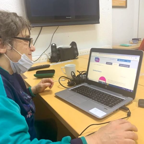 A learner at a computer