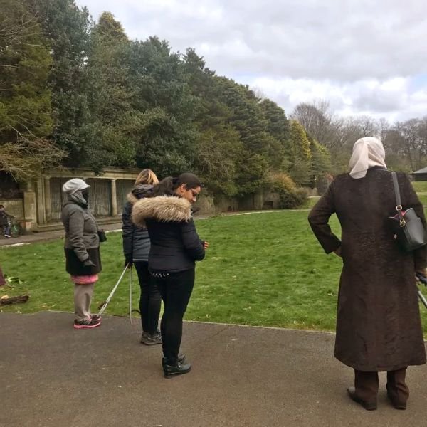 A walking group in the countryside